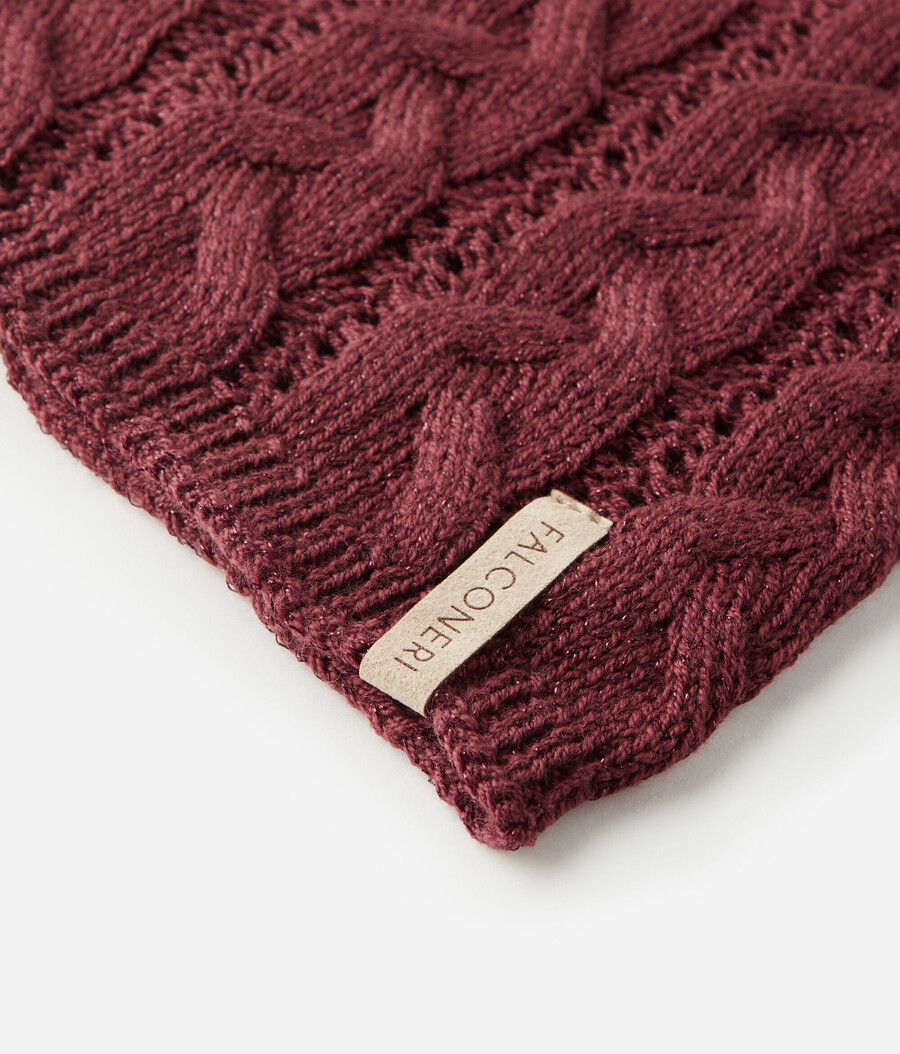 cuello de punto trenzado de lana lamé
