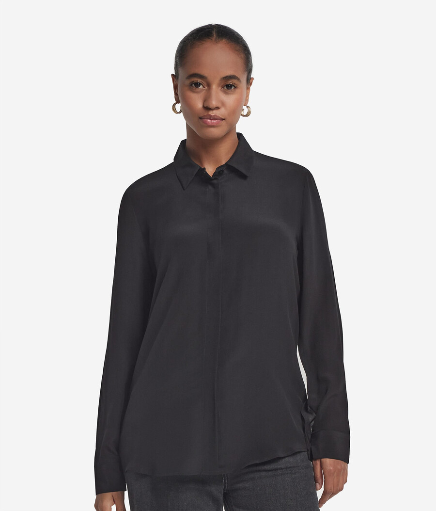 camisa de seda con cuello