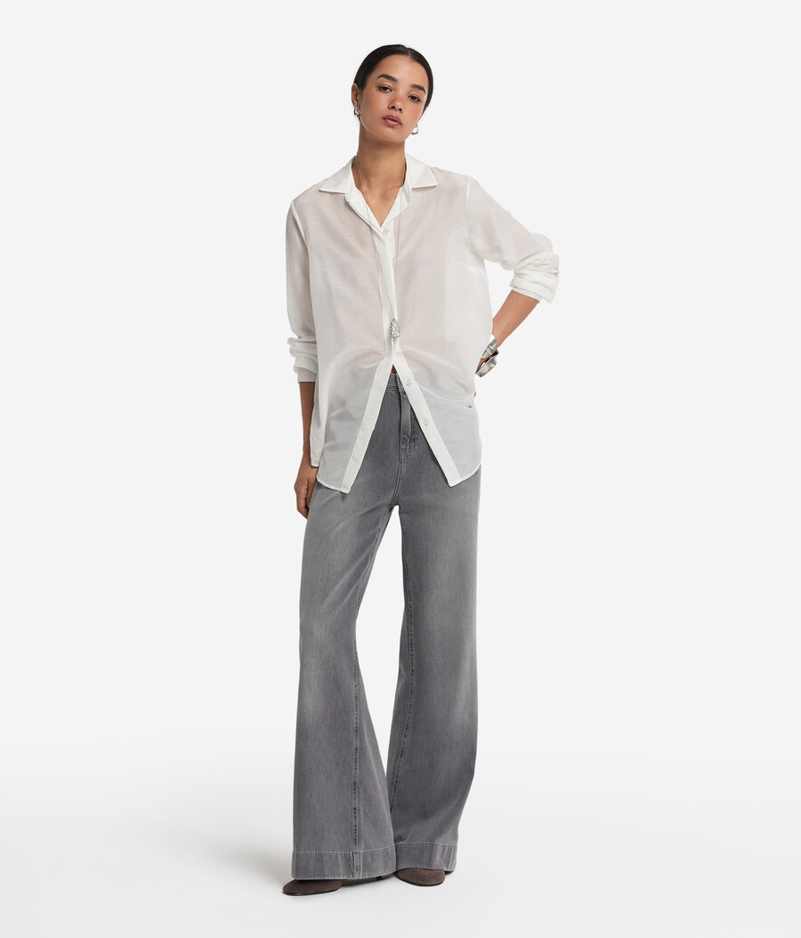 camisa de muselina de algodón con cuello