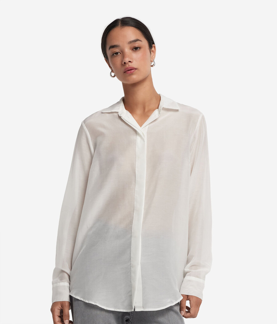 camisa de muselina de algodón con cuello