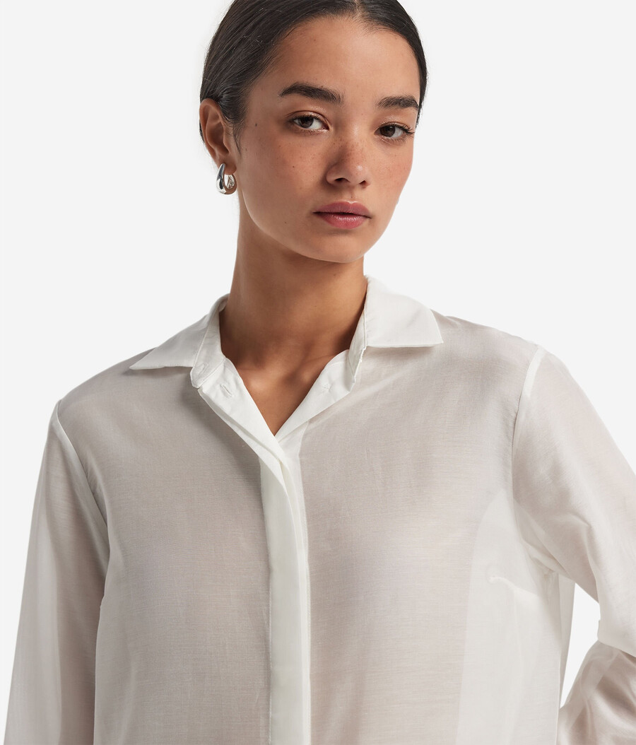 camisa de muselina de algodón con cuello