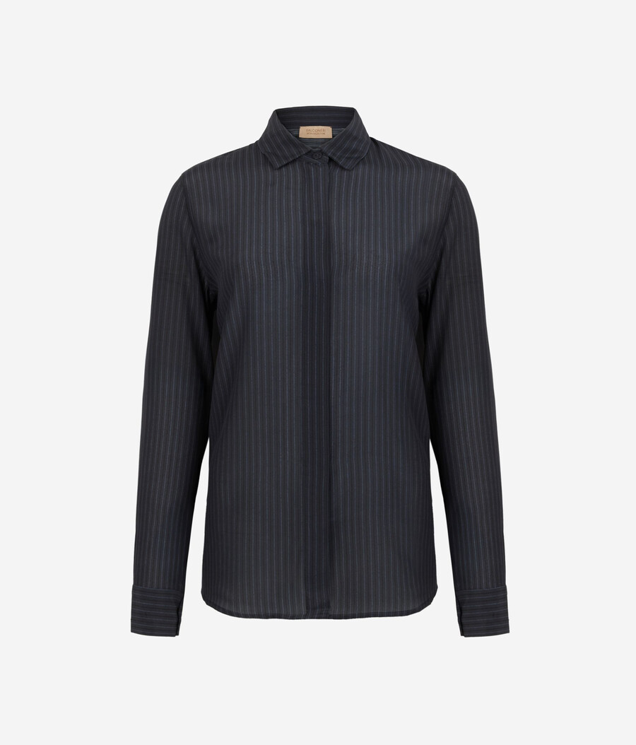 camisa de seda estampada con cuello