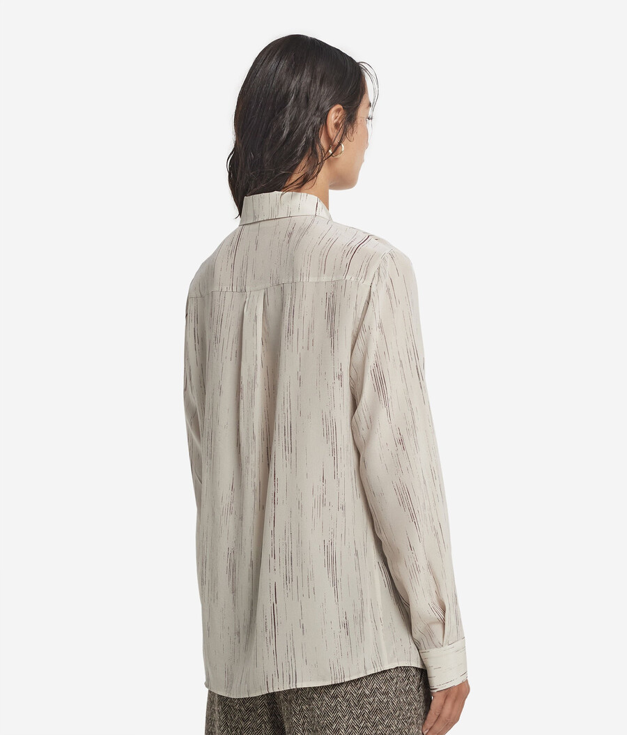 camisa de seda estampada con cuello