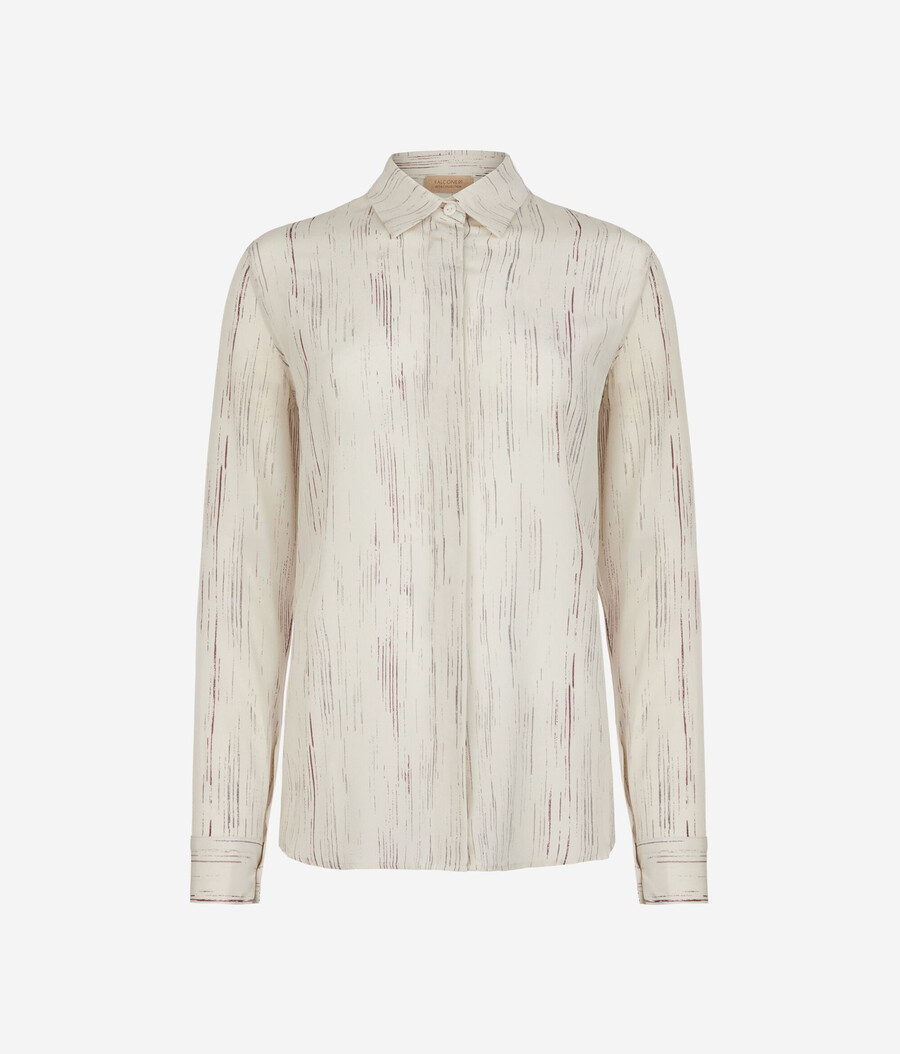 camisa de seda estampada con cuello