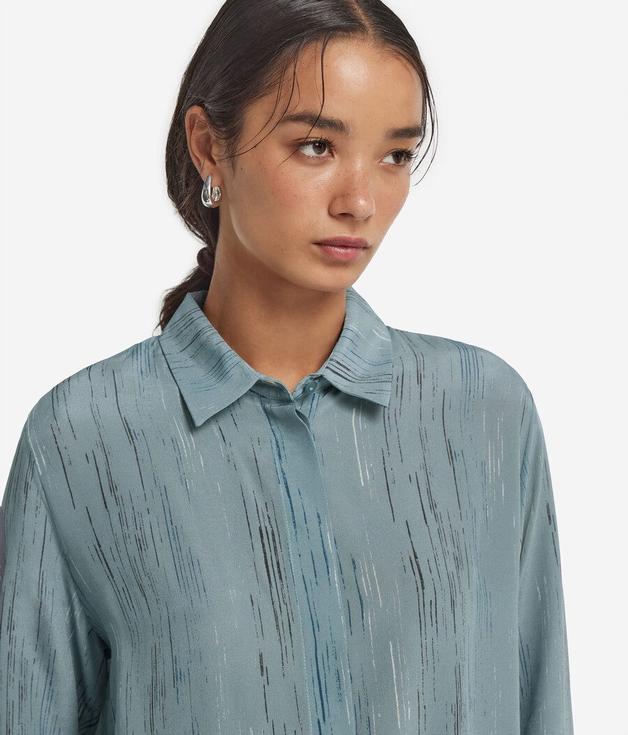 camisa de seda estampada con cuello
