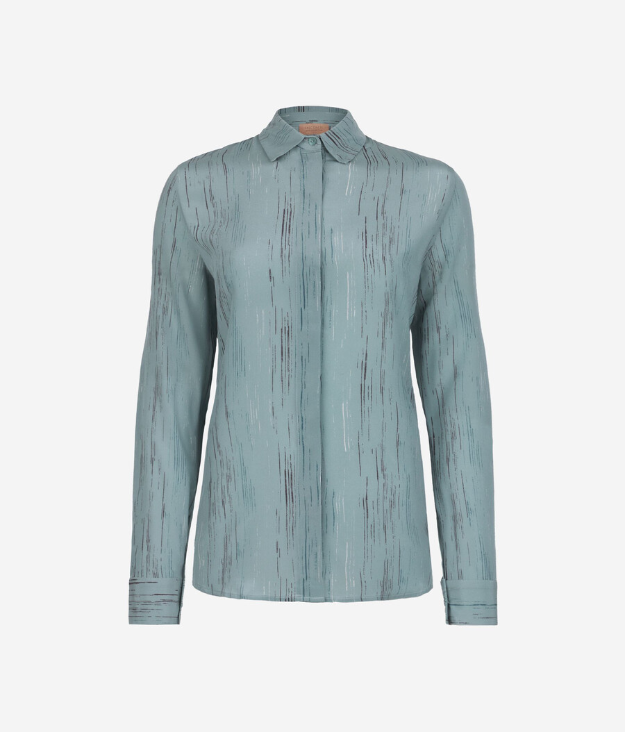 camisa de seda estampada con cuello