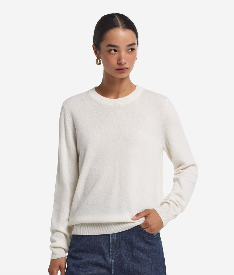 jersey de cachemira ultrasuave de manga larga y cuello redondo