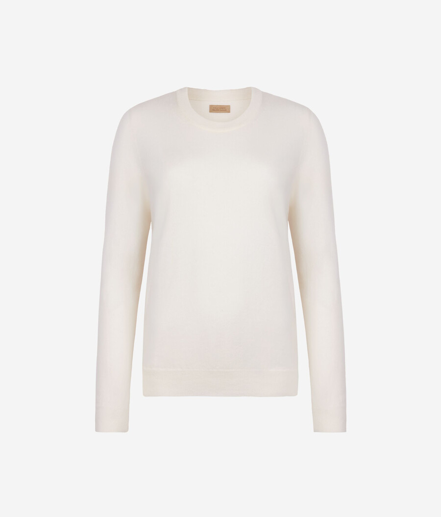 jersey de cachemira ultrasuave de manga larga y cuello redondo