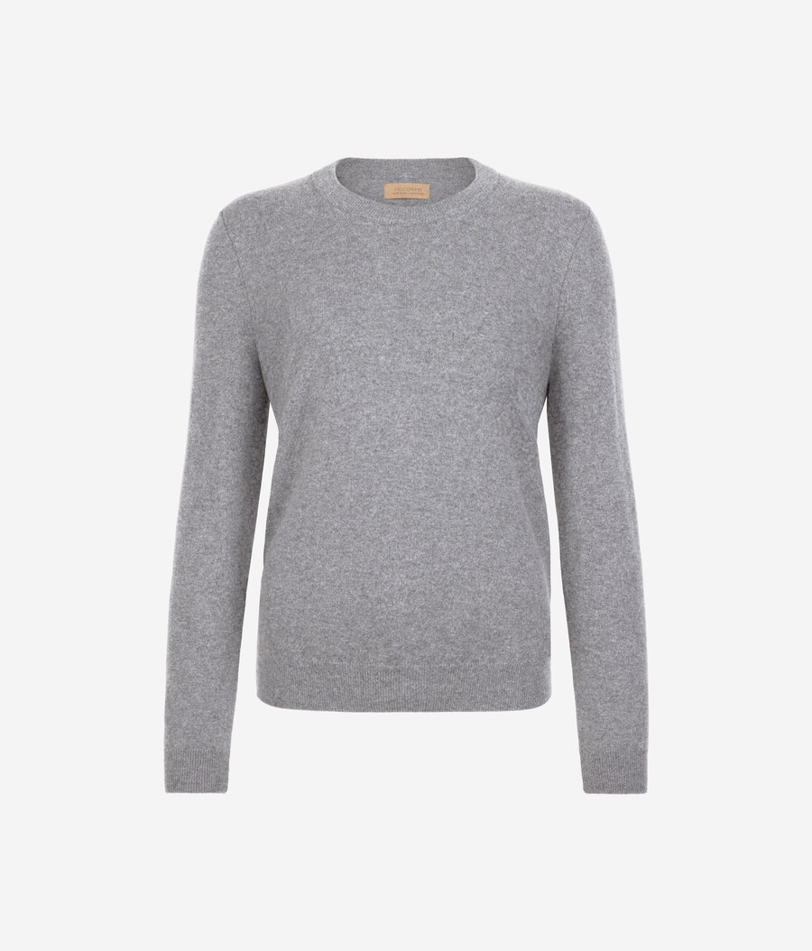 jersey de cachemira ultrasuave de manga larga y cuello redondo