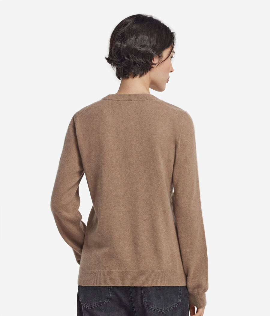 jersey de cachemira ultrasuave de manga larga y cuello redondo