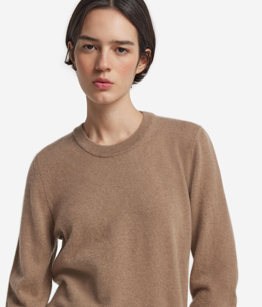 jersey de cachemira ultrasuave de manga larga y cuello redondo