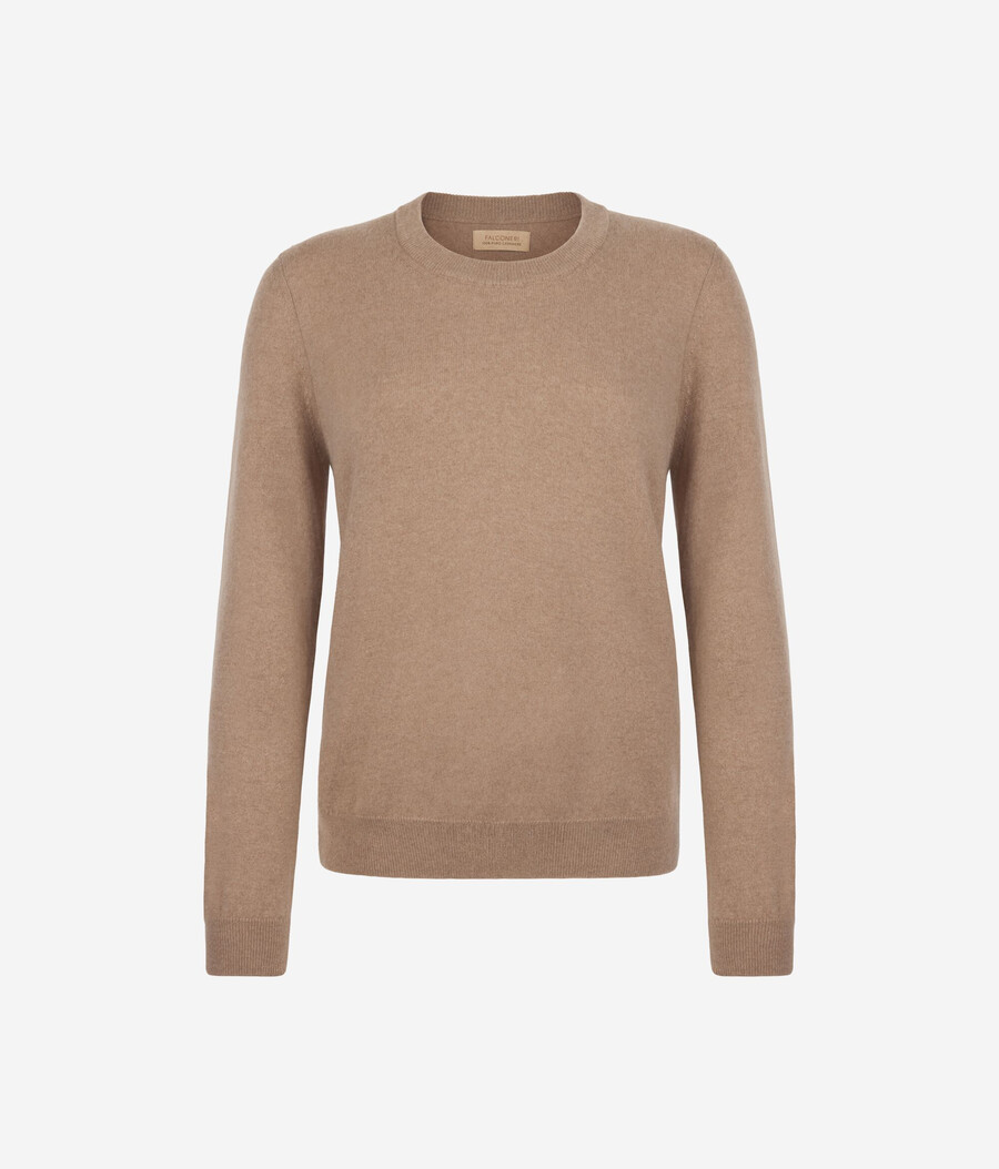 jersey de cachemira ultrasuave de manga larga y cuello redondo
