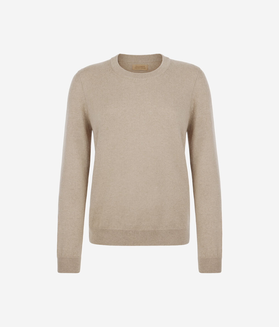 jersey de cachemira ultrasuave de manga larga y cuello redondo