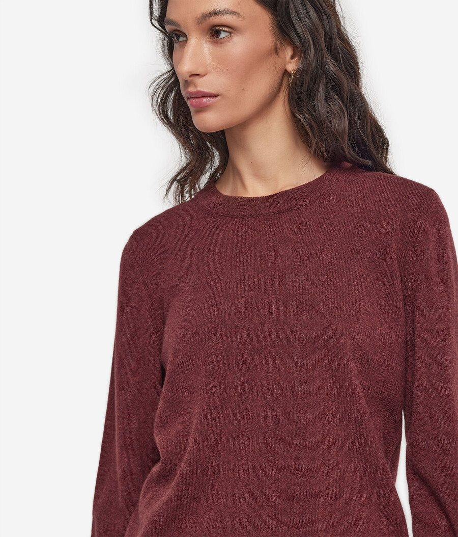 jersey de cachemira ultrasuave de manga larga y cuello redondo