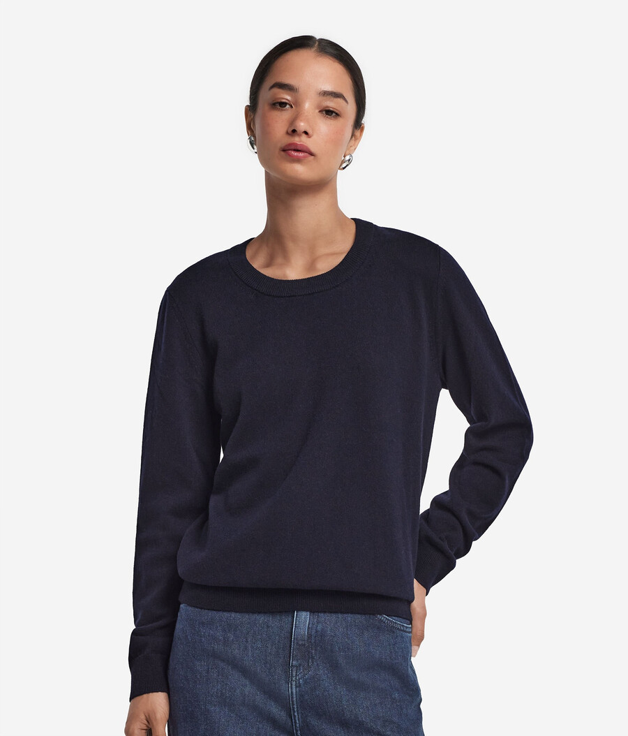 jersey de cachemira ultrasuave de manga larga y cuello redondo