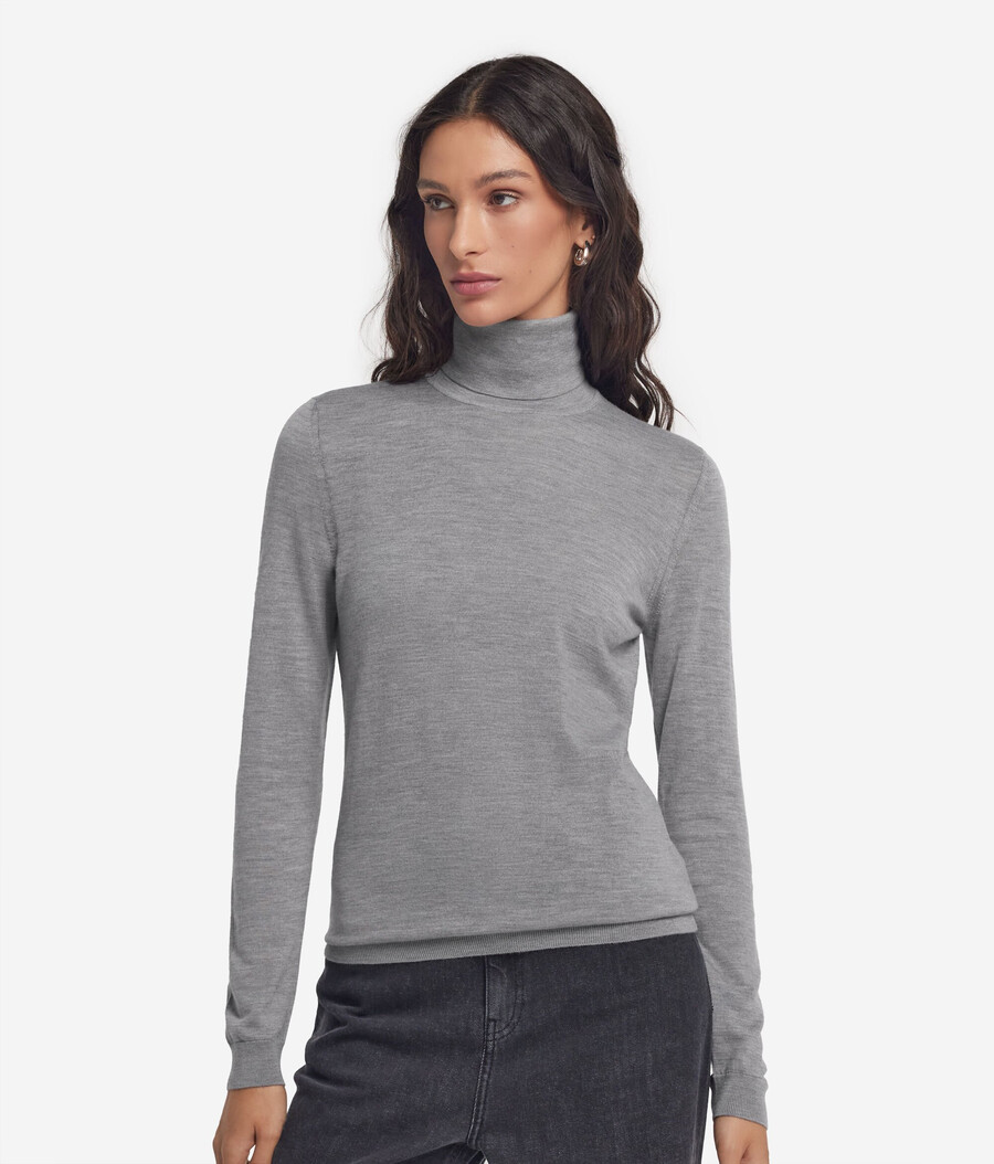 jersey de cuello alto de cachemira ultrafina