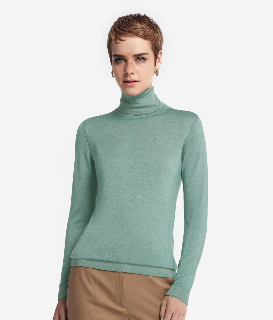 jersey de cuello alto de cachemira ultrafina