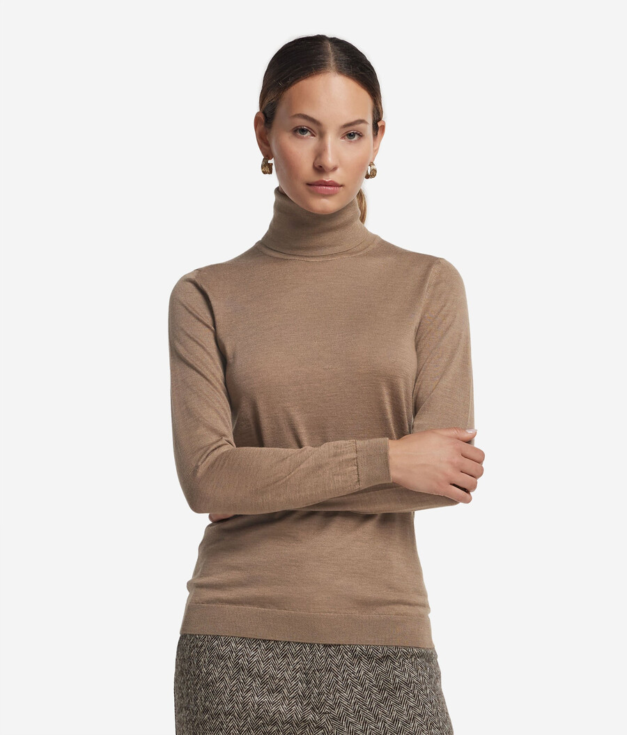 jersey de cuello alto de cachemira ultrafina