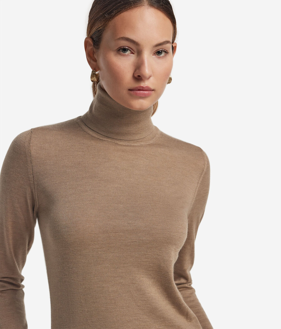 jersey de cuello alto de cachemira ultrafina