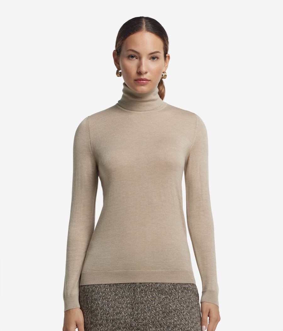 jersey de cuello alto de cachemira ultrafina