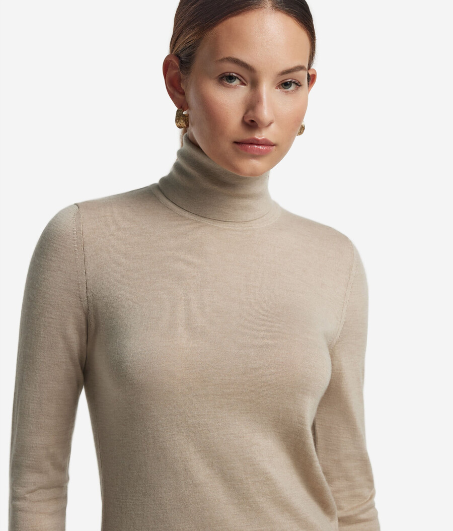 jersey de cuello alto de cachemira ultrafina