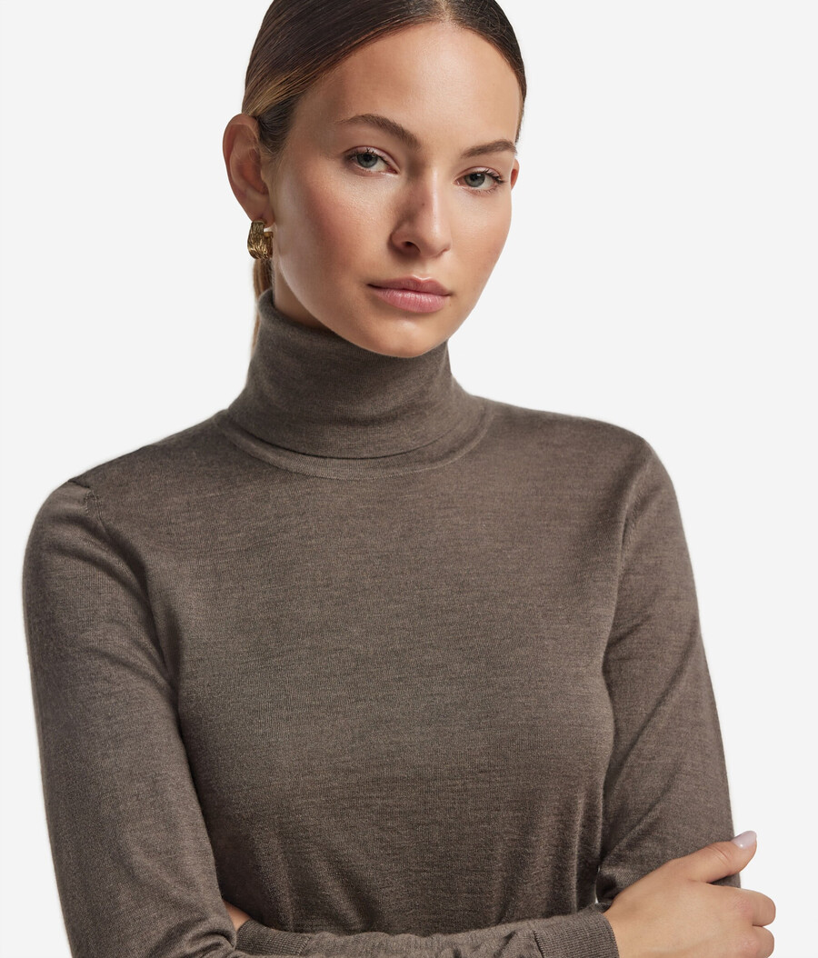 jersey de cuello alto de cachemira ultrafina