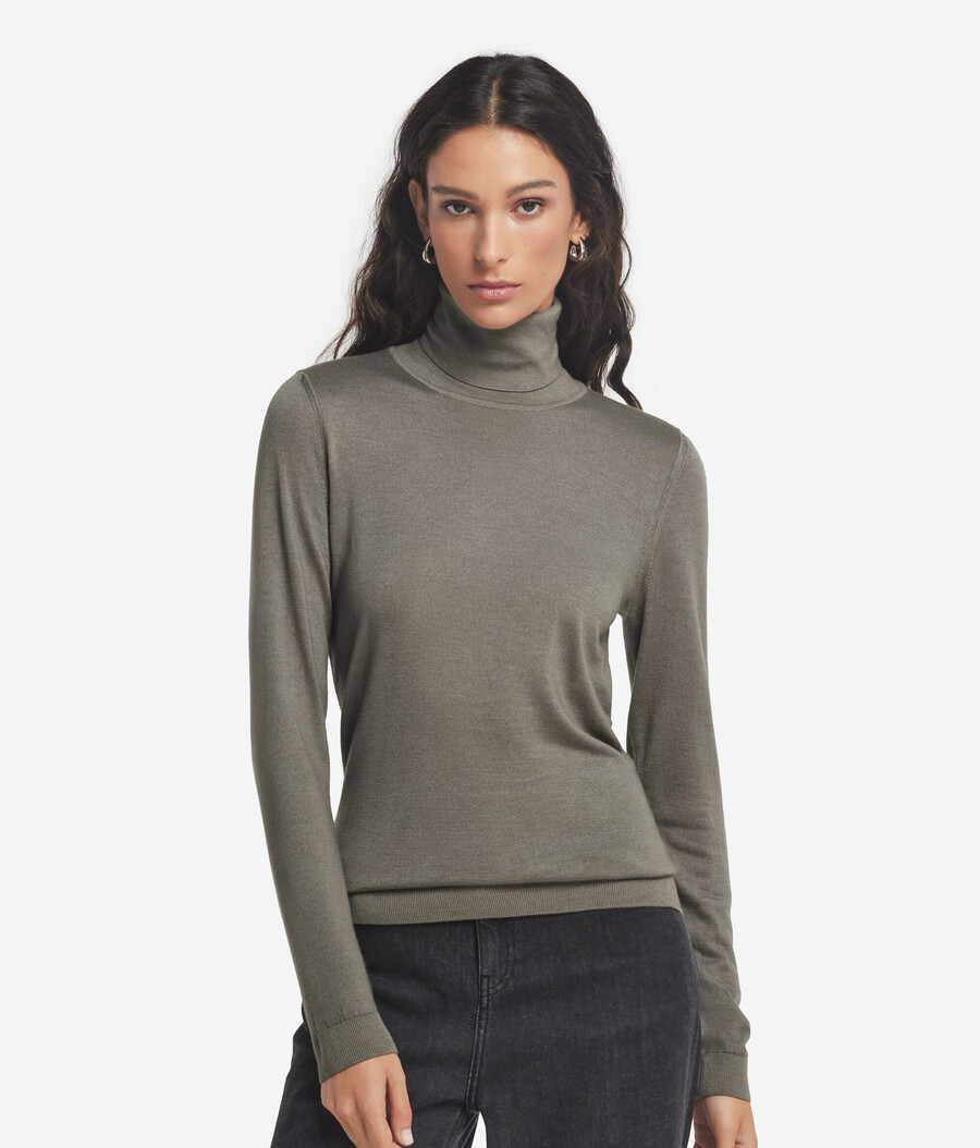 jersey de cuello alto de cachemira ultrafina