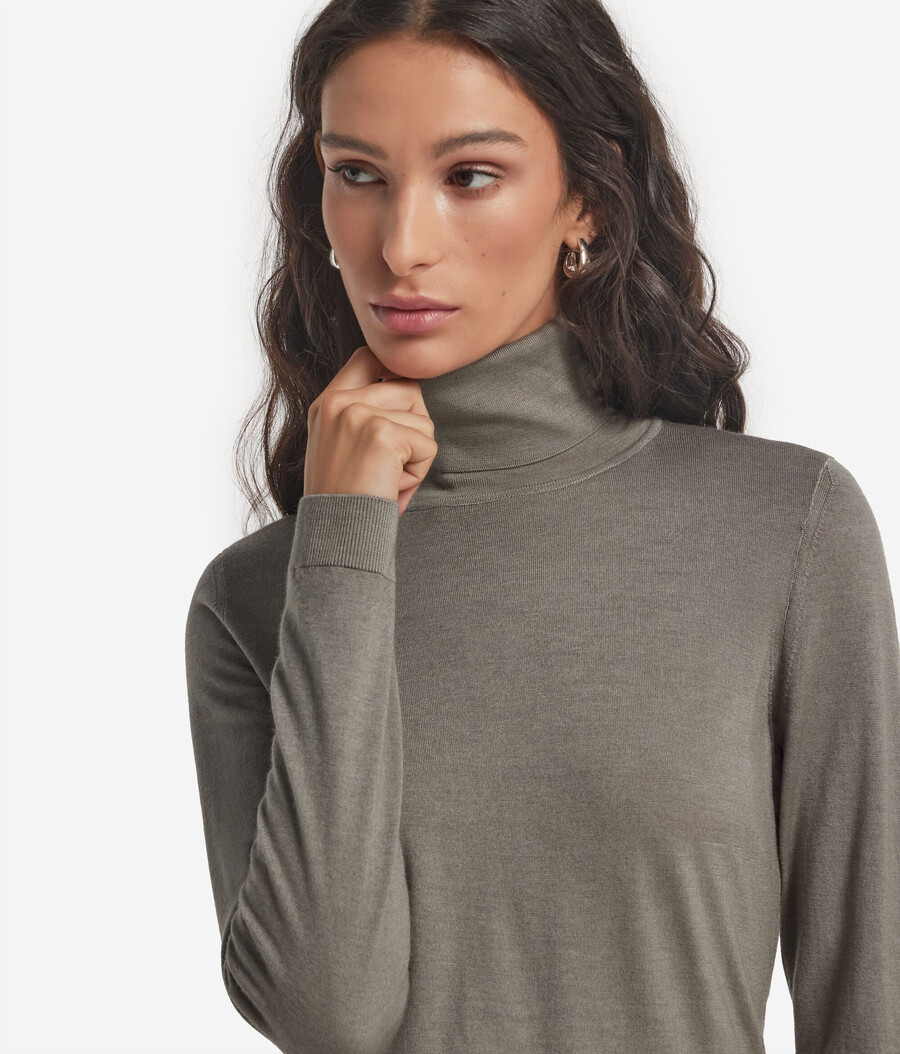 jersey de cuello alto de cachemira ultrafina