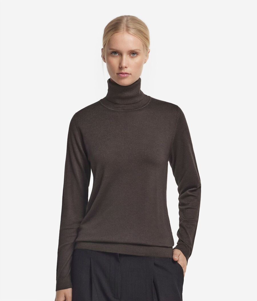 jersey de cuello alto de cachemira ultrafina