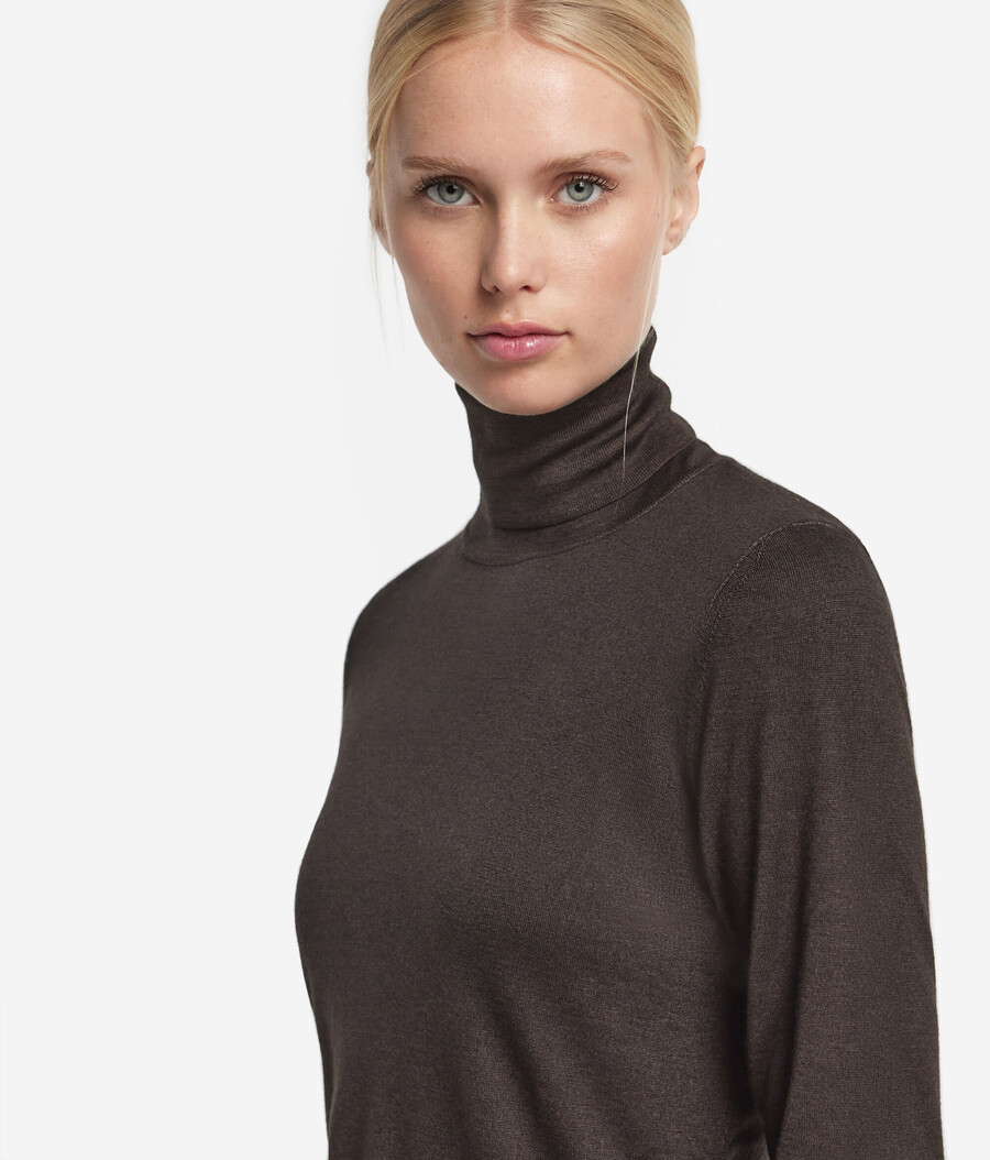 jersey de cuello alto de cachemira ultrafina