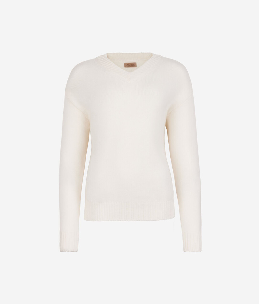 jersey de cachemira ultrasuave con cuello en v y mangas ajustadas