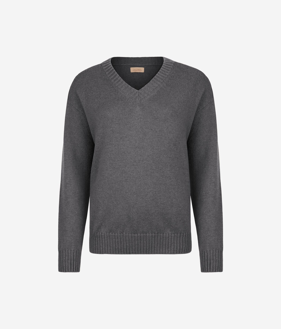 jersey de cachemira ultrasuave con cuello en v y mangas ajustadas