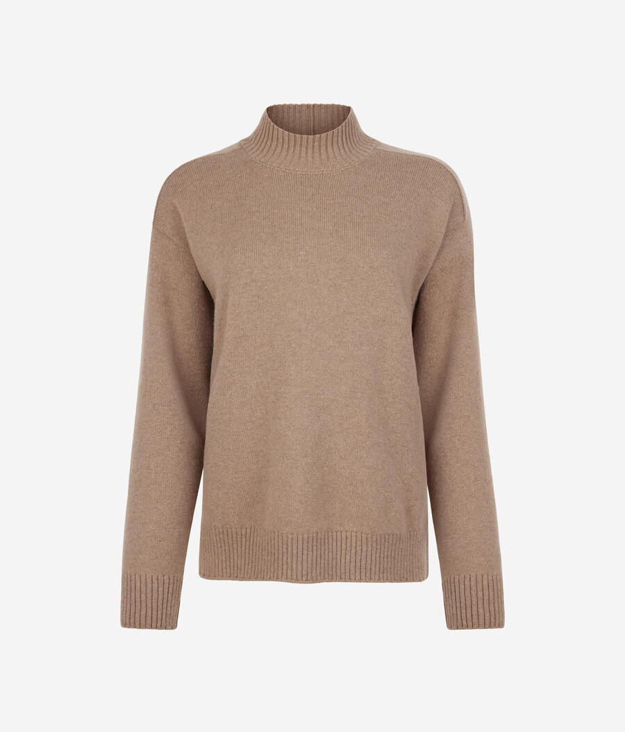 jersey de cuello alto de cachemira ultrasuave con mangas ajustadas