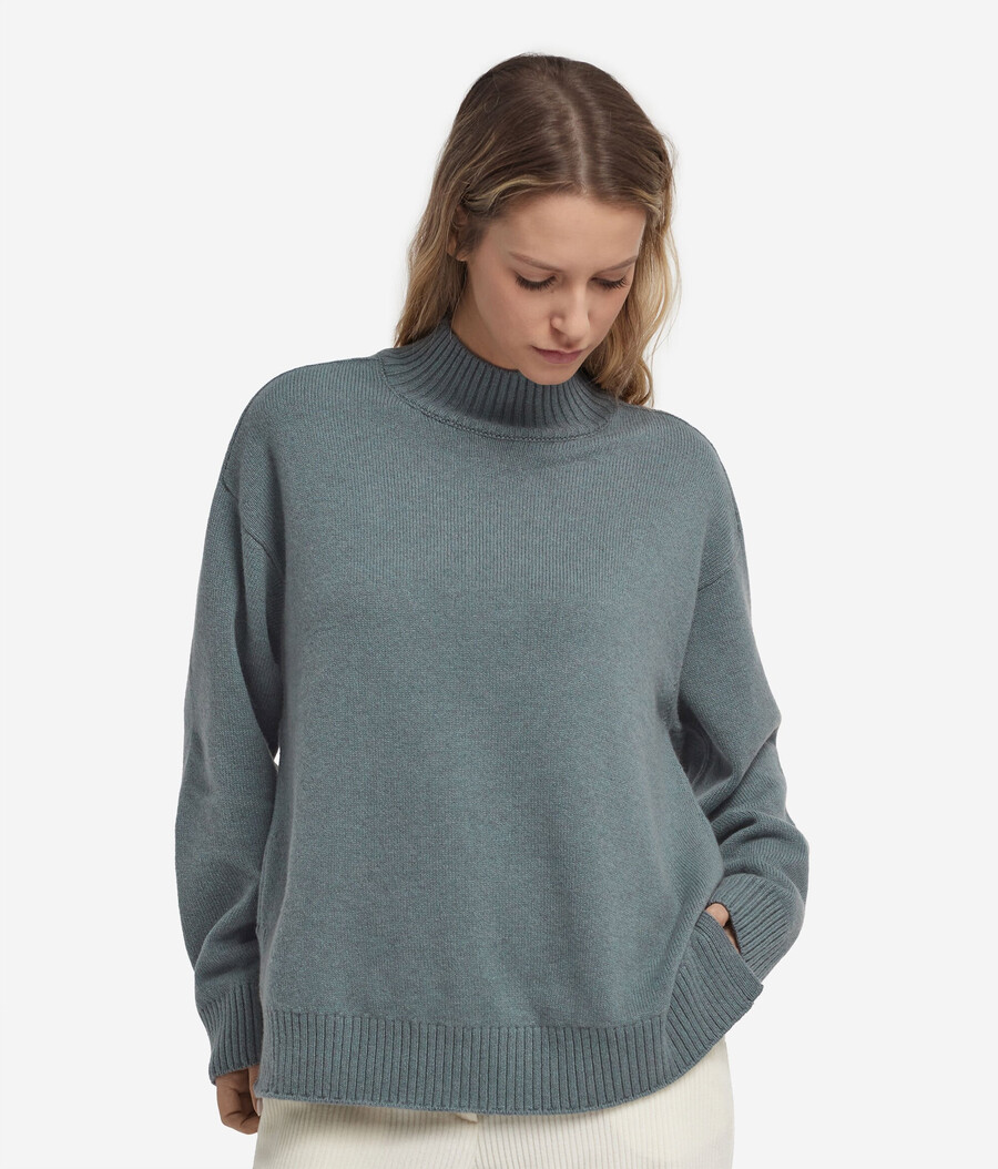 jersey de cuello alto de cachemira ultrasuave con mangas ajustadas