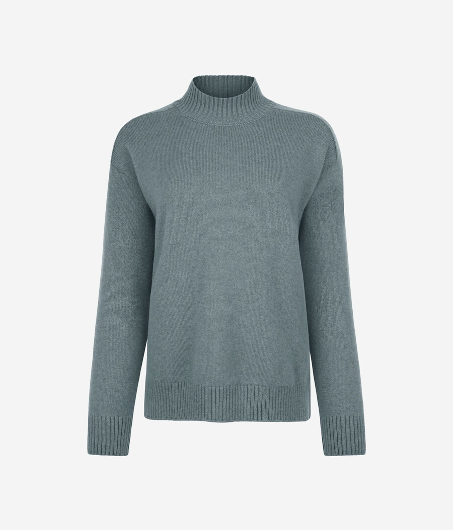 jersey de cuello alto de cachemira ultrasuave con mangas ajustadas