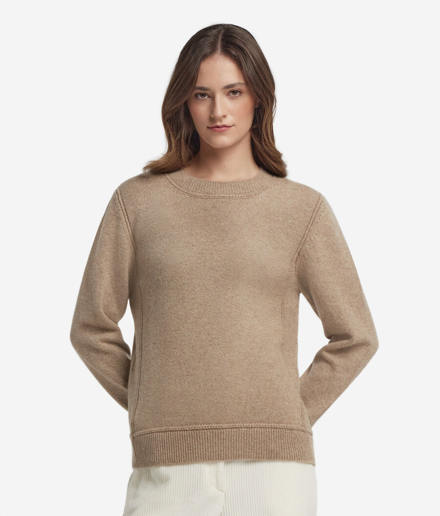 jersey de cuello redondo de cachemira tricot sin teñir ultrasuave
