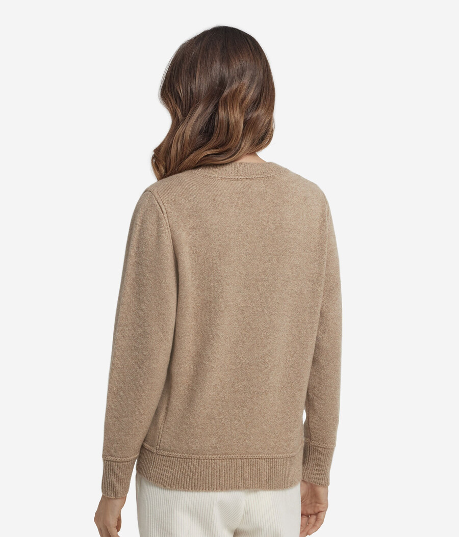 jersey de cuello redondo de cachemira tricot sin teñir ultrasuave