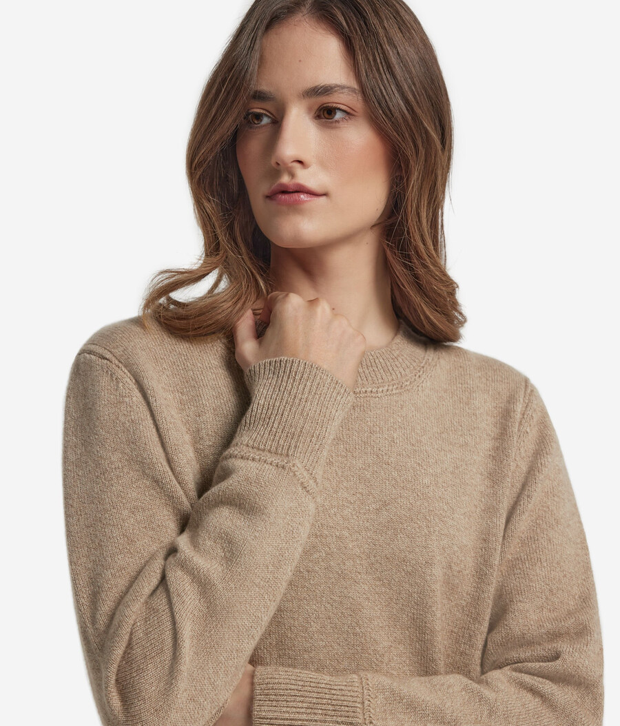 jersey de cuello redondo de cachemira tricot sin teñir ultrasuave