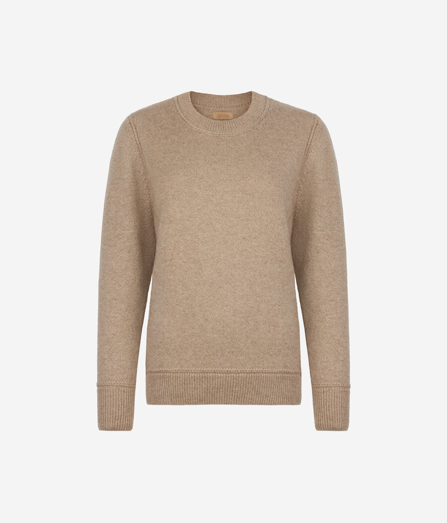 jersey de cuello redondo de cachemira tricot sin teñir ultrasuave