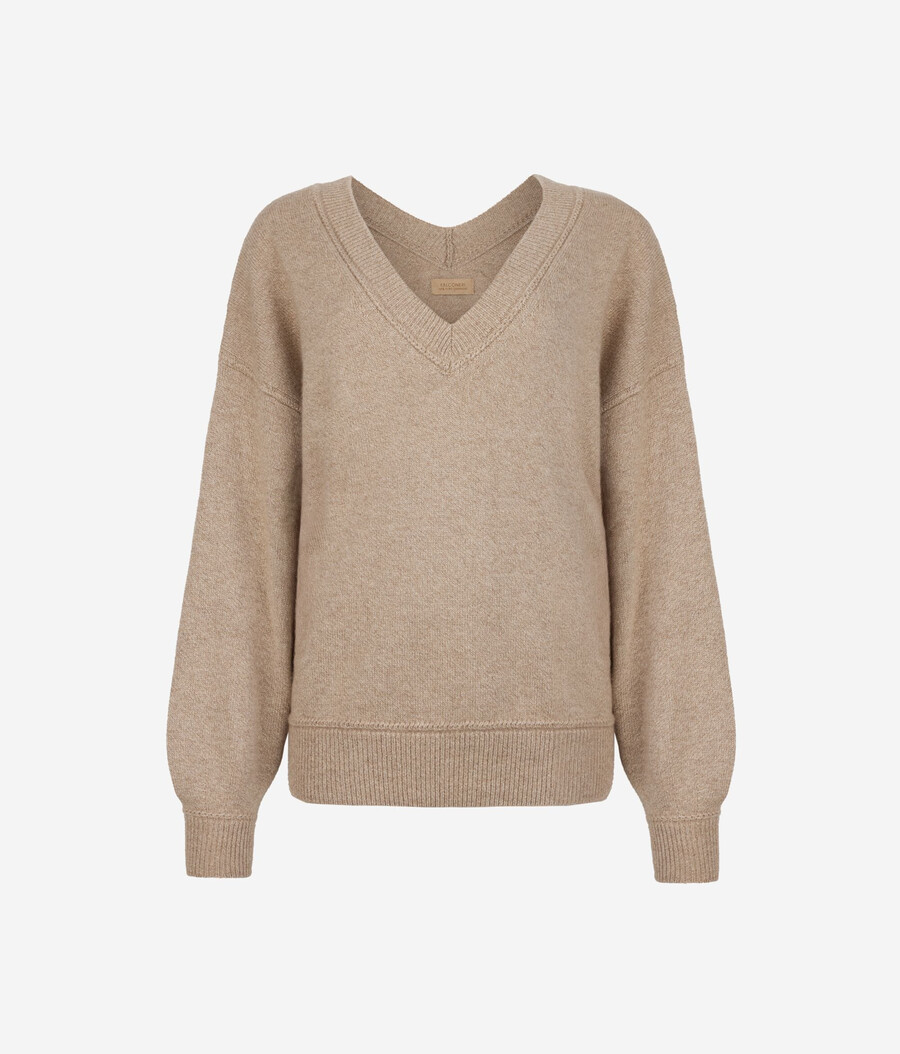 jersey de cuello en v en cachemira ultrasuave sin teñir