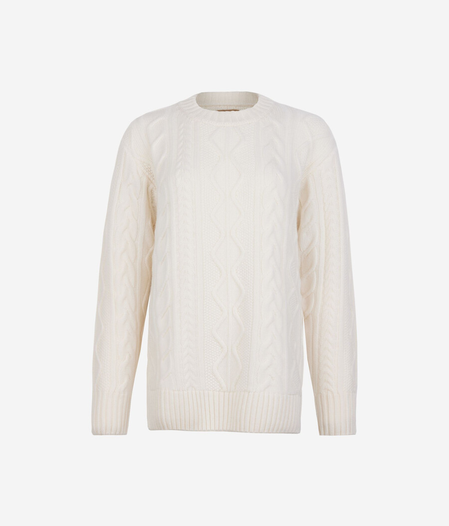 jersey de cuello redondo de cachemira ultrasuave de punto trenzado