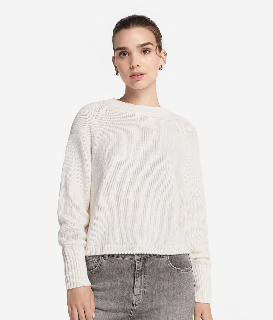 jersey de tricot de cachemira con cuello redondo