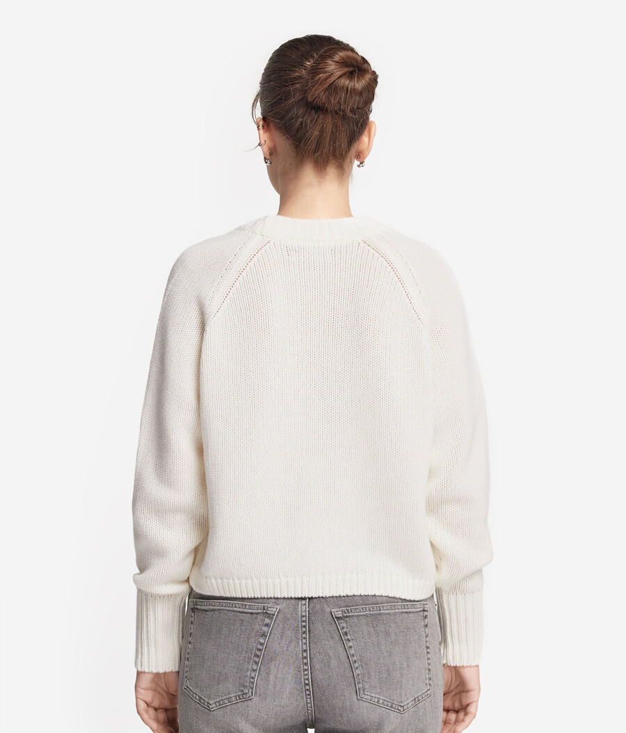 jersey de tricot de cachemira con cuello redondo