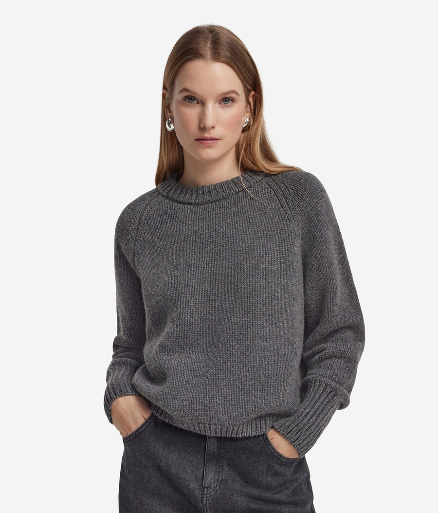 jersey de tricot de cachemira con cuello redondo