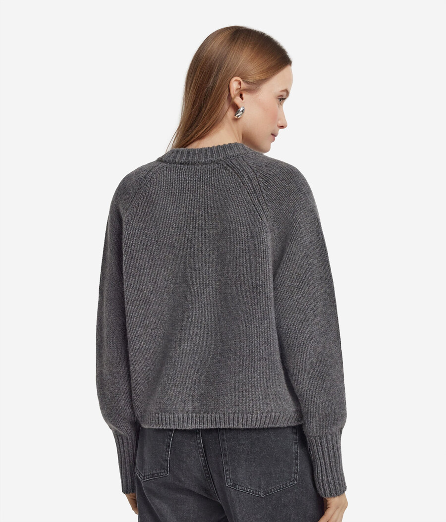 jersey de tricot de cachemira con cuello redondo