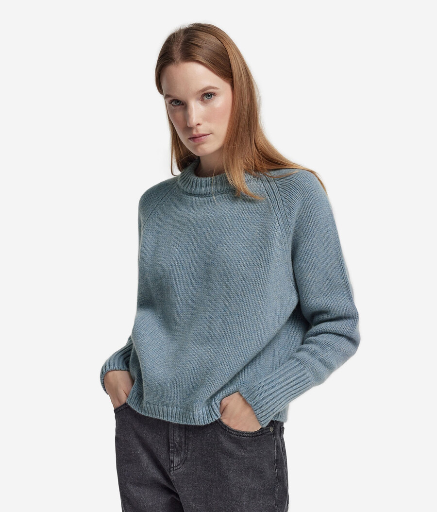 jersey de tricot de cachemira con cuello redondo