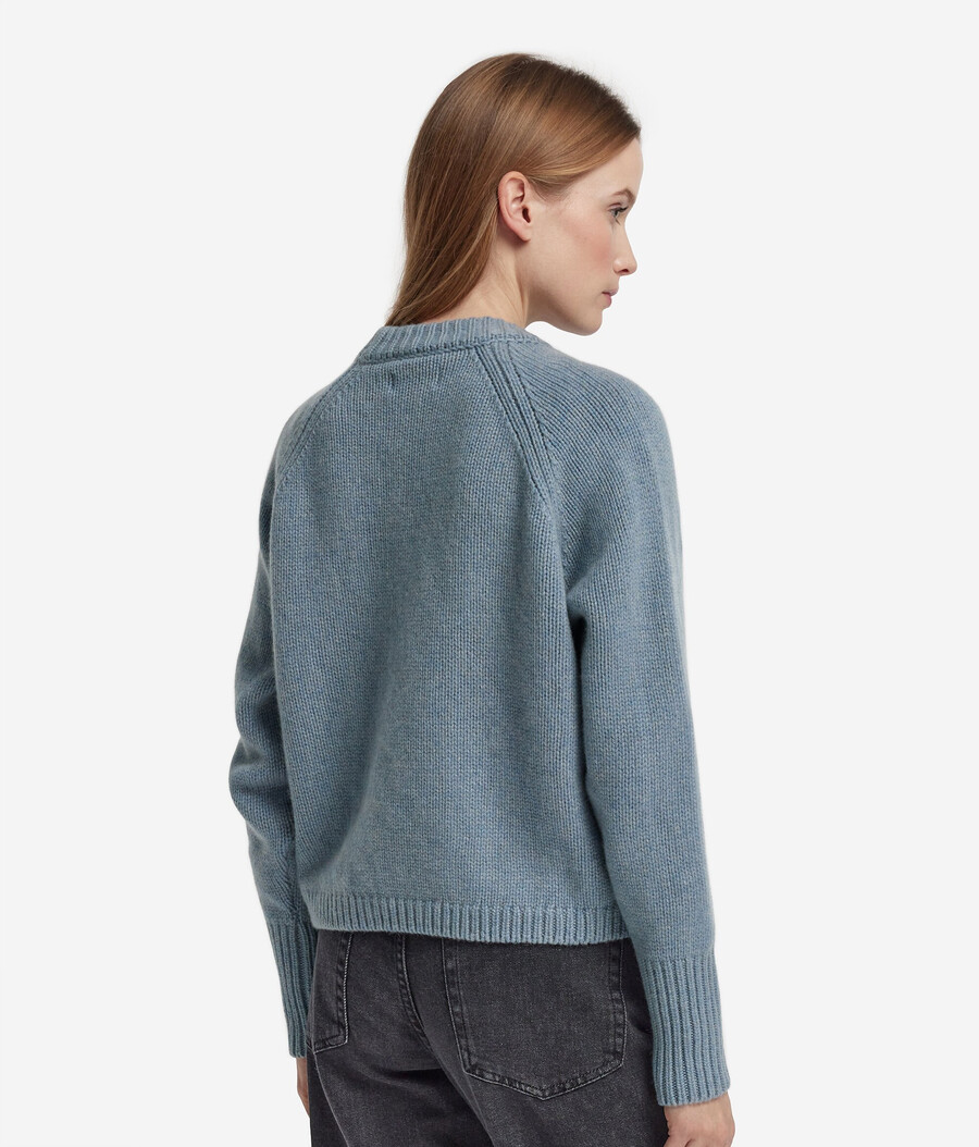jersey de tricot de cachemira con cuello redondo