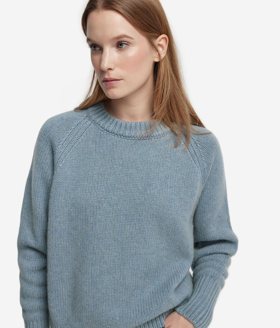 jersey de tricot de cachemira con cuello redondo