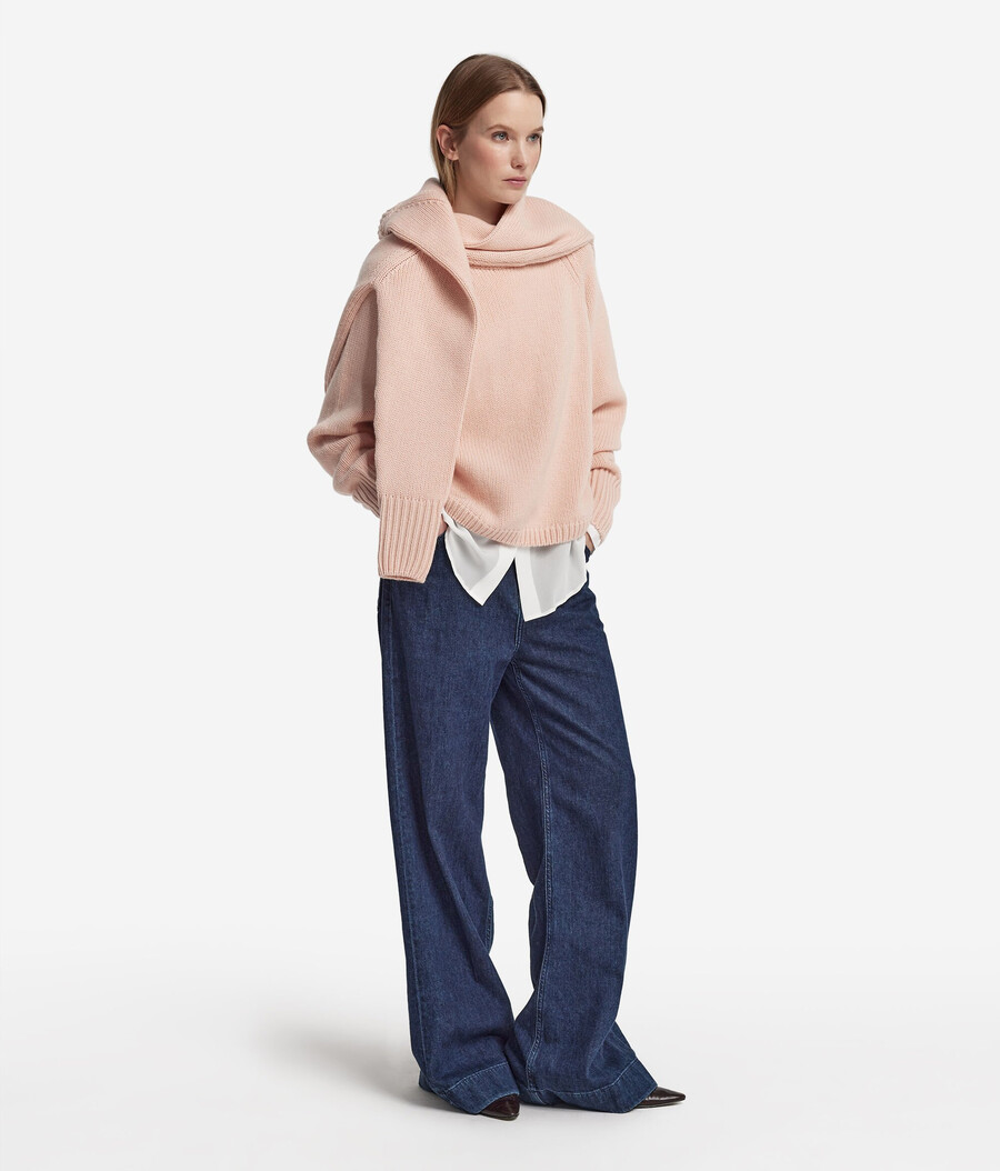 jersey de tricot de cachemira con cuello redondo