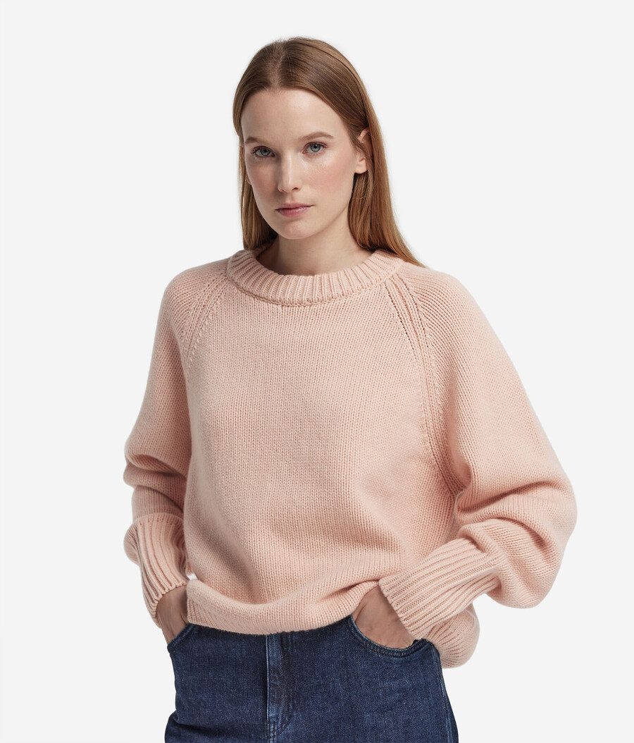 jersey de tricot de cachemira con cuello redondo